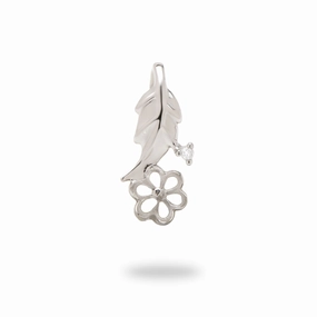Pick A Pearl Maile Leaf Pendant in White Gold with Diamond Dainty Design Exquisite work
