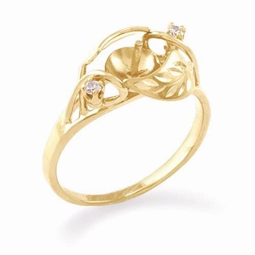 Pick A Pearl Maile Ring in Gold with Diamonds Graceful Shape