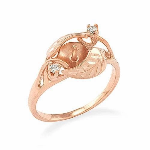 Pick A Pearl Maile Ring in Rose Gold with Diamonds Sleek Shape