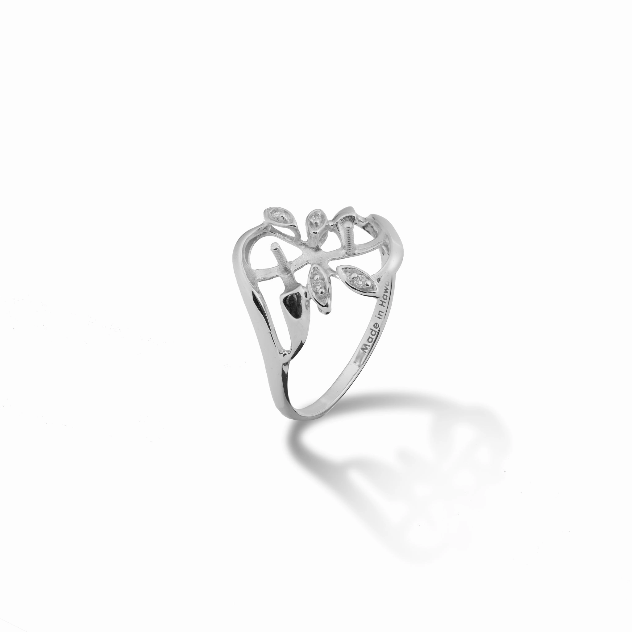 Pick A Pearl Maile Ring in White Gold with Diamonds Casual Elegance Distinctive Shape