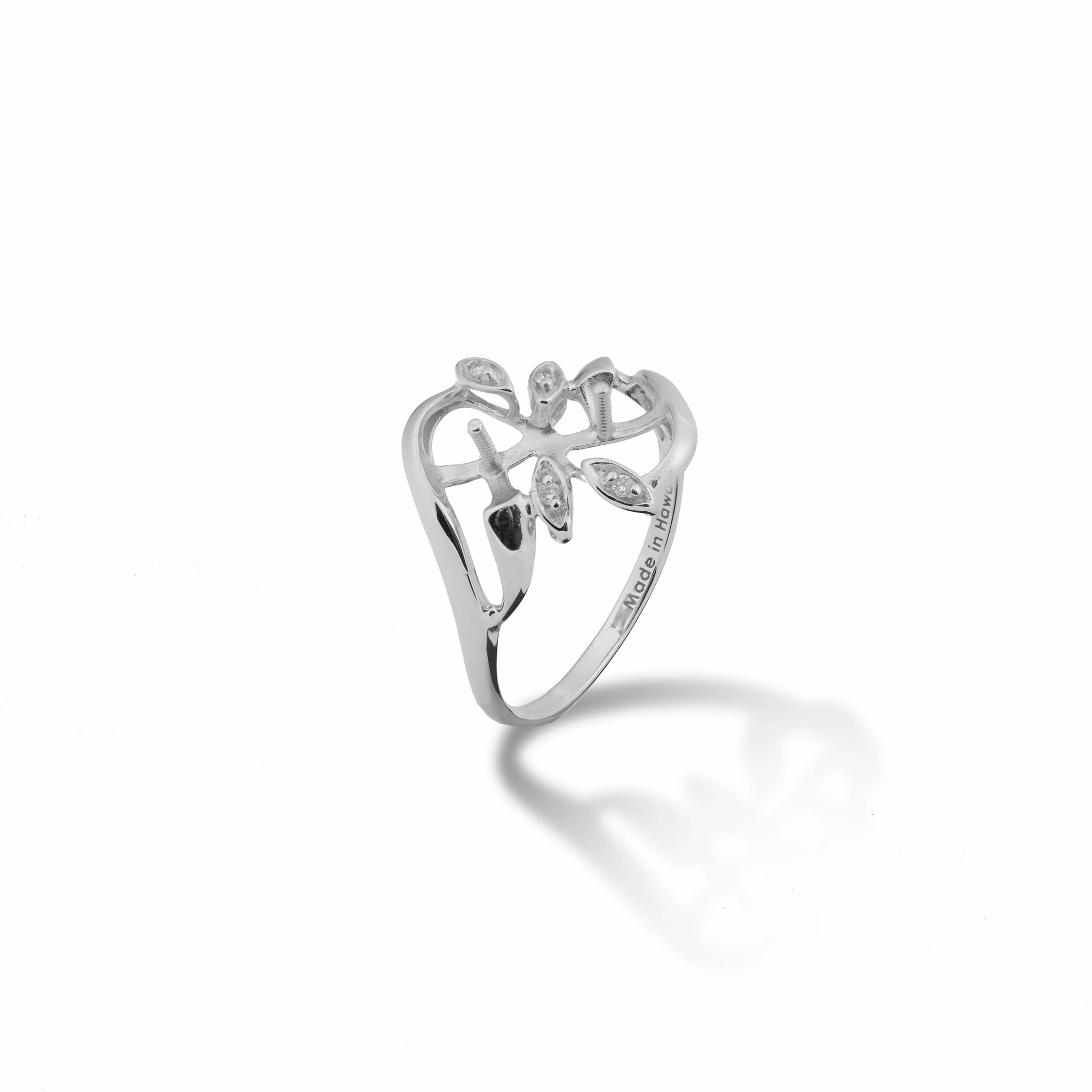 Refined Element Pick A Pearl Maile Ring in White Gold with Diamonds