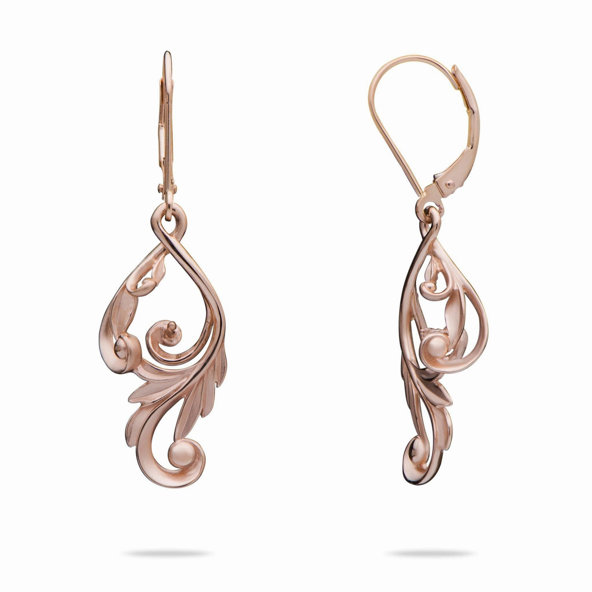 Unique Feature Expressive Edge Pick A Pearl Maile Scroll Earrings in Rose Gold