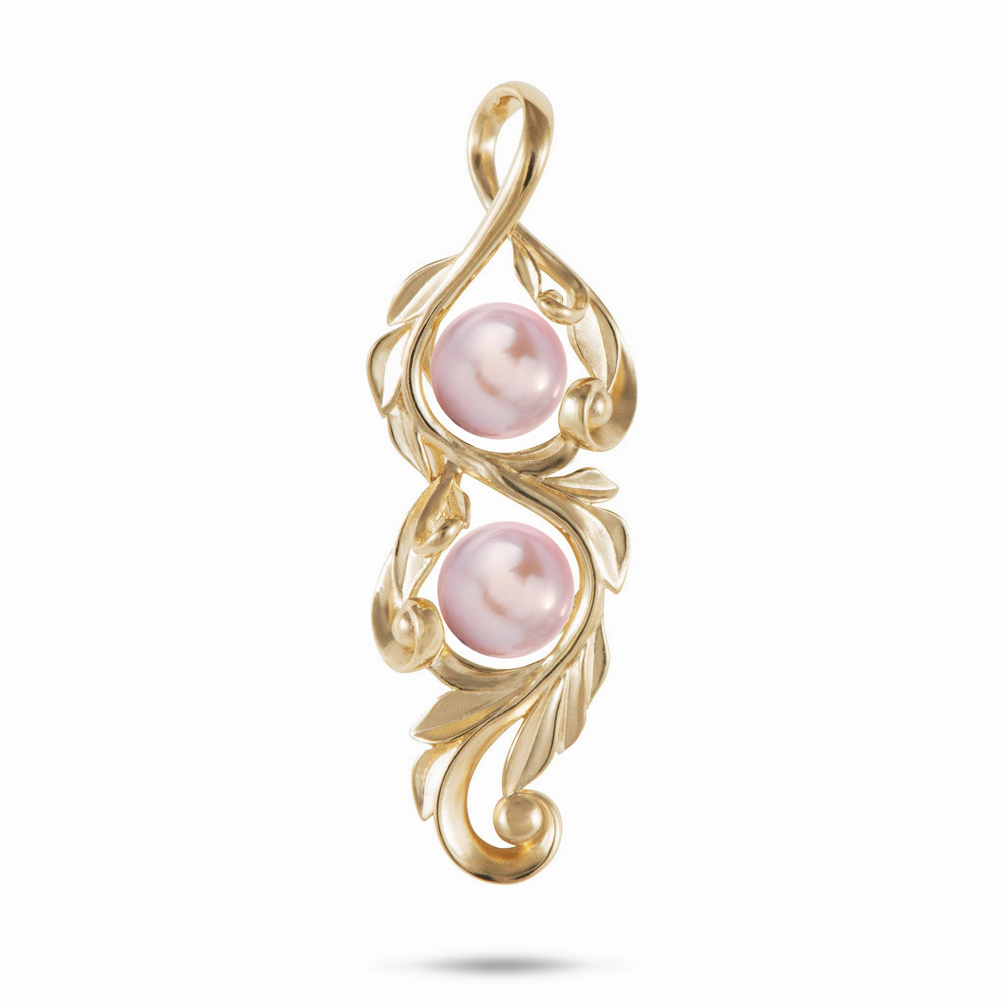 Pick A Pearl Maile Scroll Pendant in Gold - 41mm Travel Ready Styled Set
