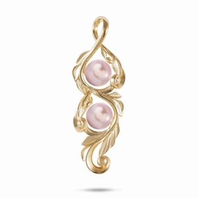Pick A Pearl Maile Scroll Pendant in Gold - 41mm Bold Touch