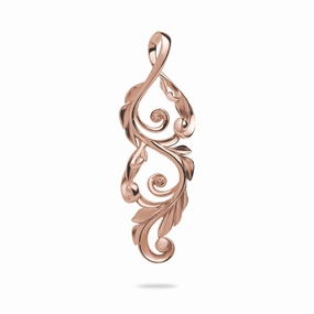 Lustrous Design Graceful Contour Pick A Pearl Maile Scroll Pendant in Rose Gold