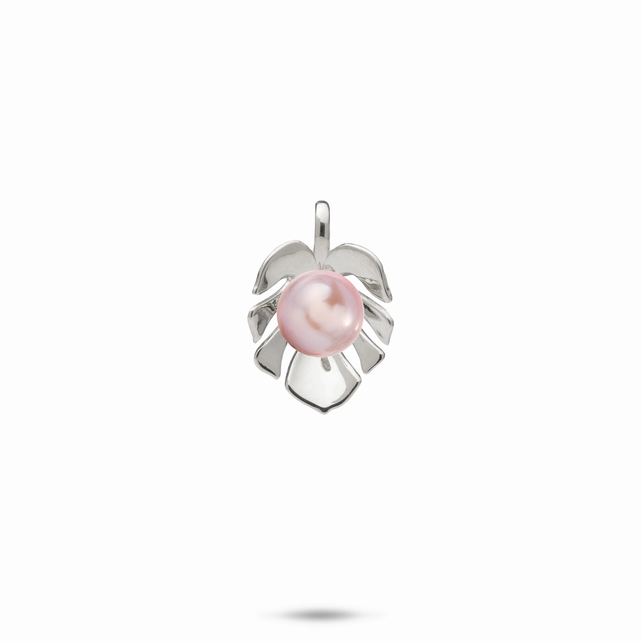 Night Shine Pick A Pearl Monstera Pendant in White Gold
