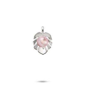 Night Shine Pick A Pearl Monstera Pendant in White Gold