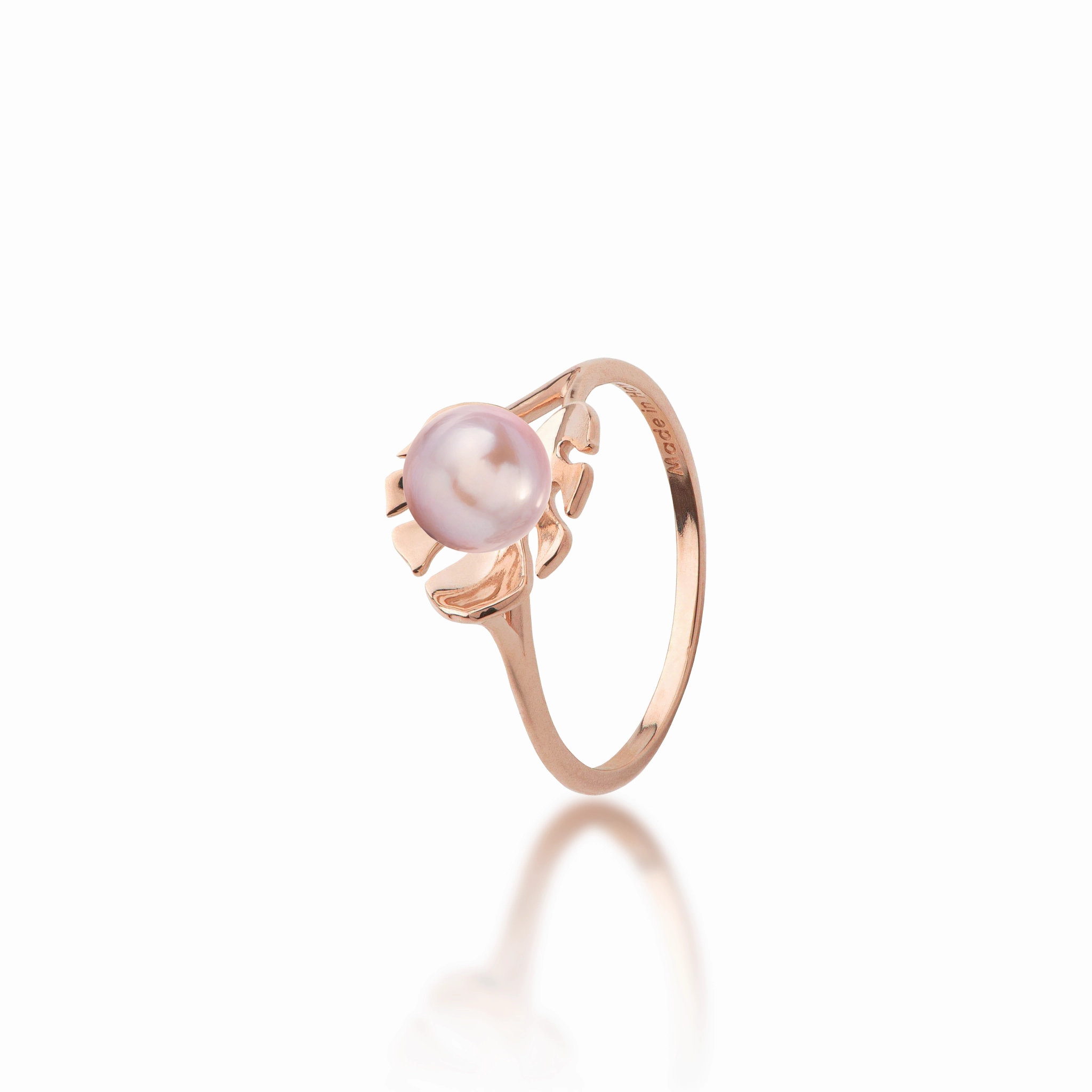 Stylish Gift Designer Craft Pick A Pearl Monstera Ring in Rose Gold