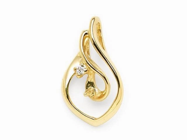 Sleek Touch Fashion Glow Pick A Pearl Ocean Wave Pendant in Gold with Diamond
