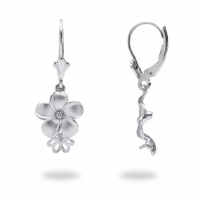Timeless elegance Pick A Pearl Plumeria Earrings in Sterling Silver with Cubic Zirconia