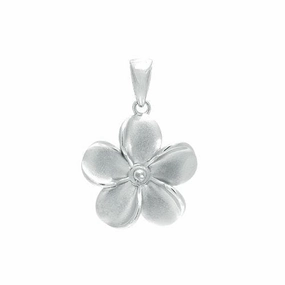 Gloss Moment Soft Form Pick A Pearl Plumeria Pendant in Sterling Silver - 15mm