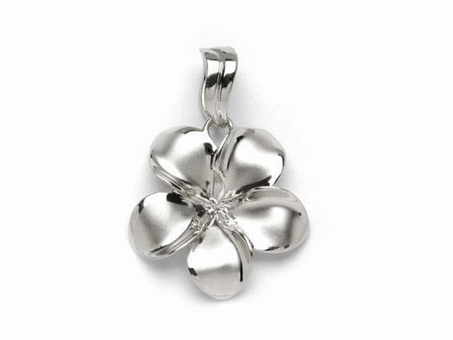 Pick A Pearl Plumeria Pendant in White Gold - 23mm Modern Look
