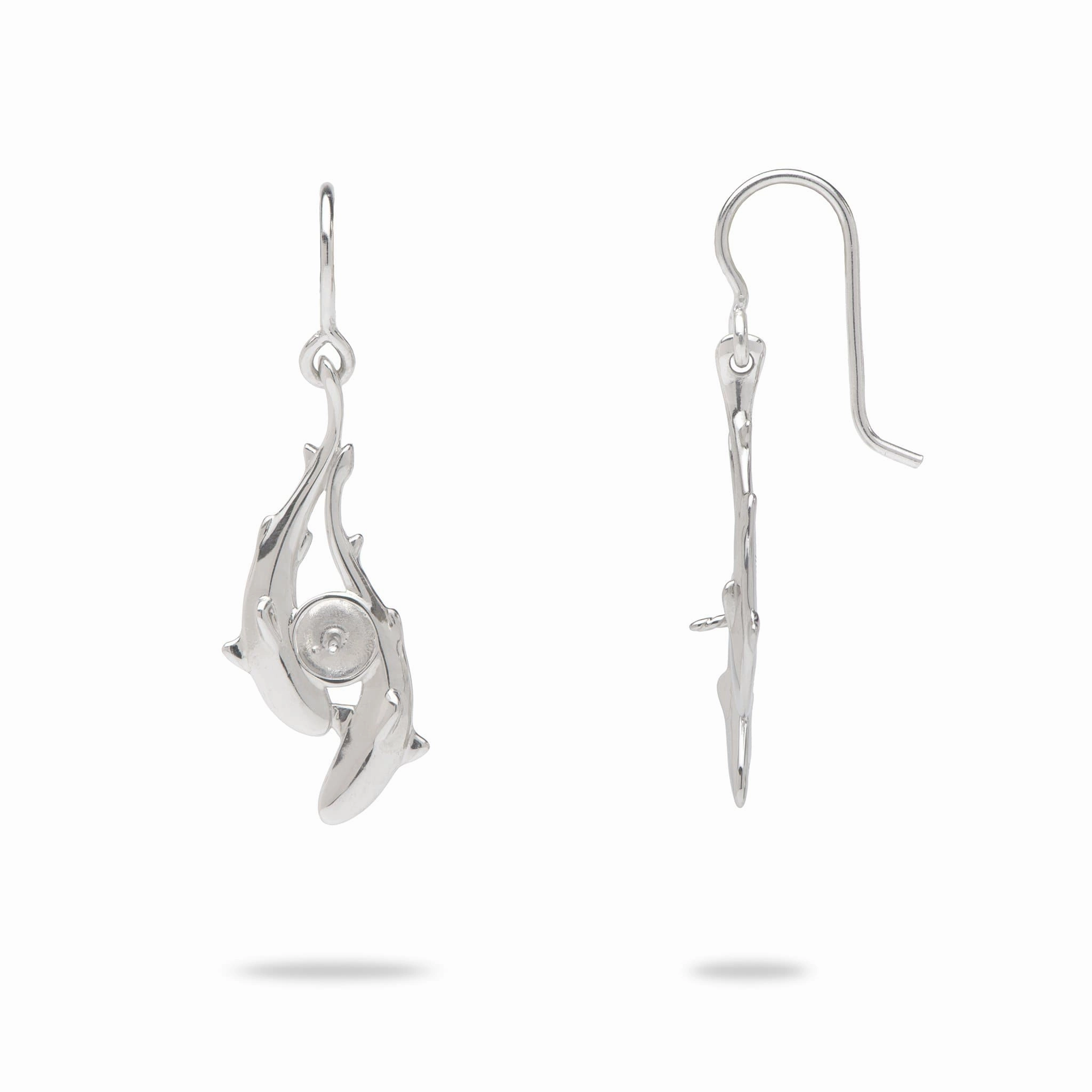 Iconic Feature Vibrant Shine Finish Pick A Pearl Shark Earrings in Sterling Silver - 32mm