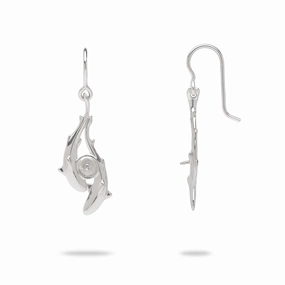 Iconic Feature Vibrant Shine Finish Pick A Pearl Shark Earrings in Sterling Silver - 32mm