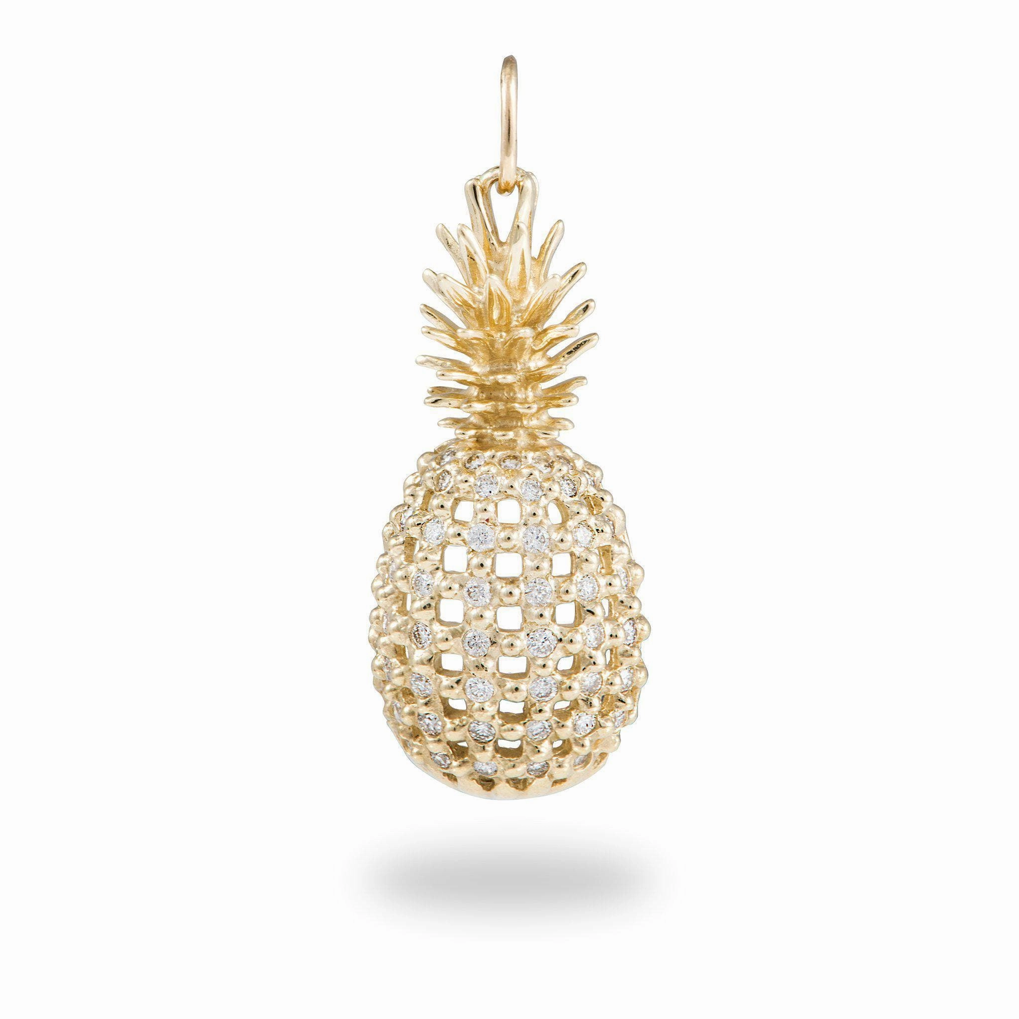 Vibrant Jewelry Look Minimal Charm Pineapple Pendant in Gold with Diamonds - 30mm
