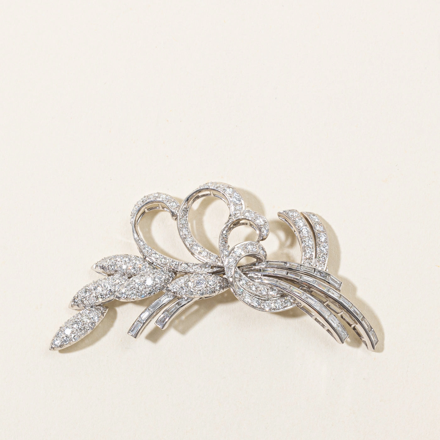 Luxury Design Trend Accent Platinum & Diamond Brooch | 3.12ctw, 1.32ctw |