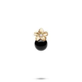 Urban Edge Plumeria Black Coral Pendant in Gold with Diamonds