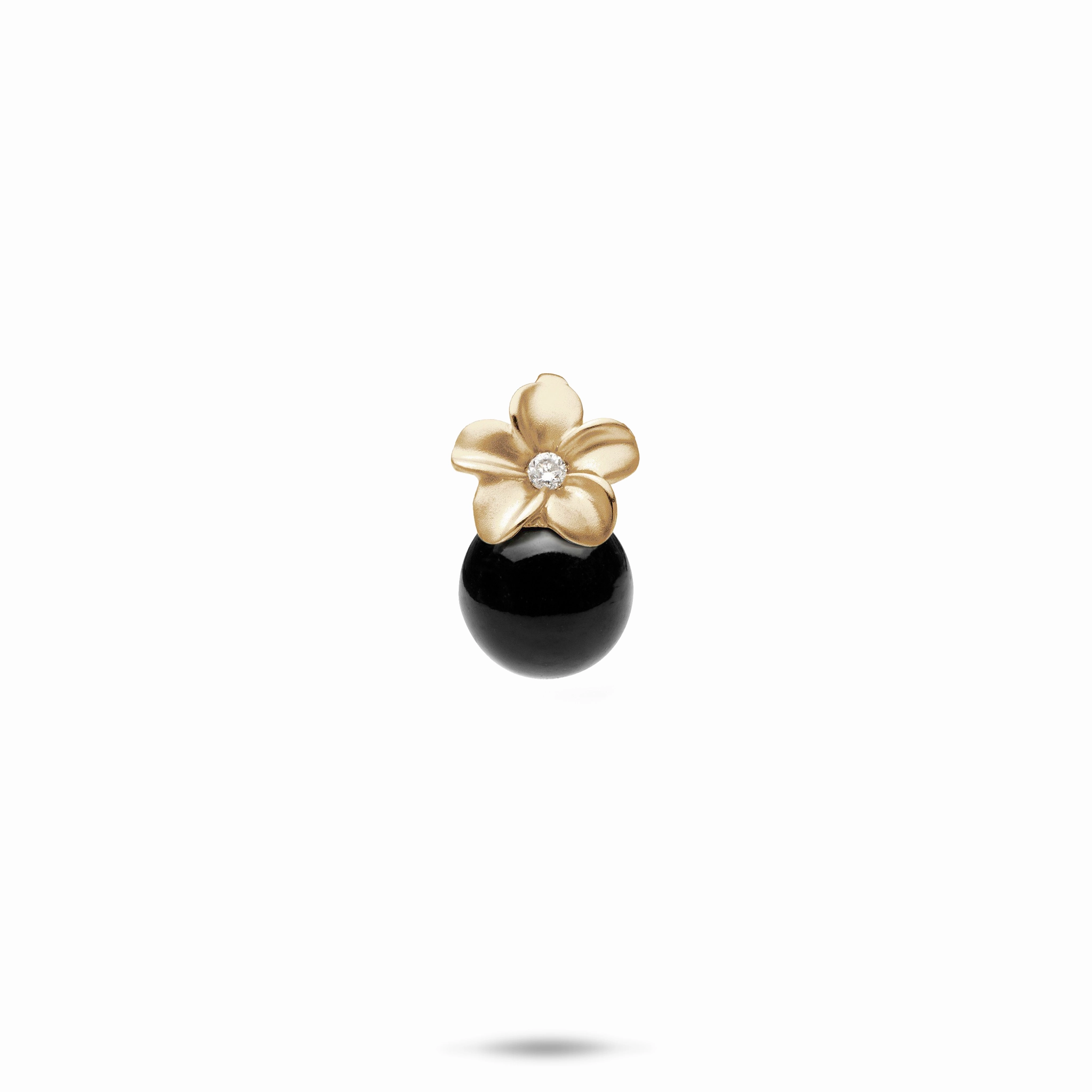 Urban Edge Plumeria Black Coral Pendant in Gold with Diamonds