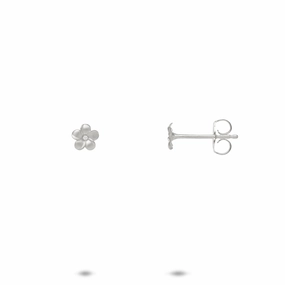 Bold Combo Plumeria Earrings in White Gold with Diamonds - 5mm