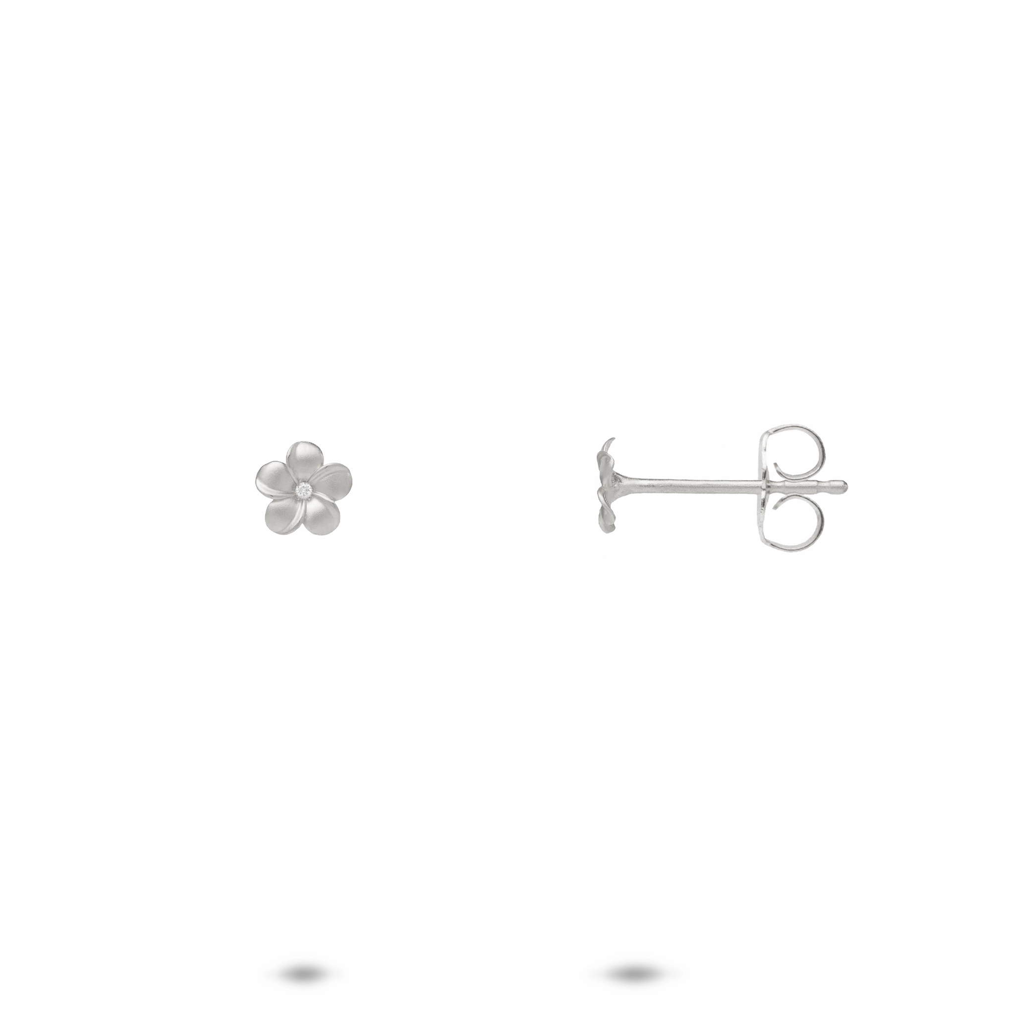 Plumeria Earrings in White Gold with Diamonds - 5mm Glow Accent
