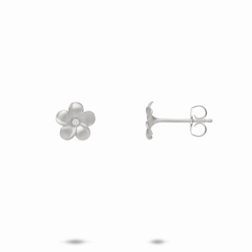 Plumeria Earrings in White Gold with Diamonds - 8mm Luxury Design Subtle Mood