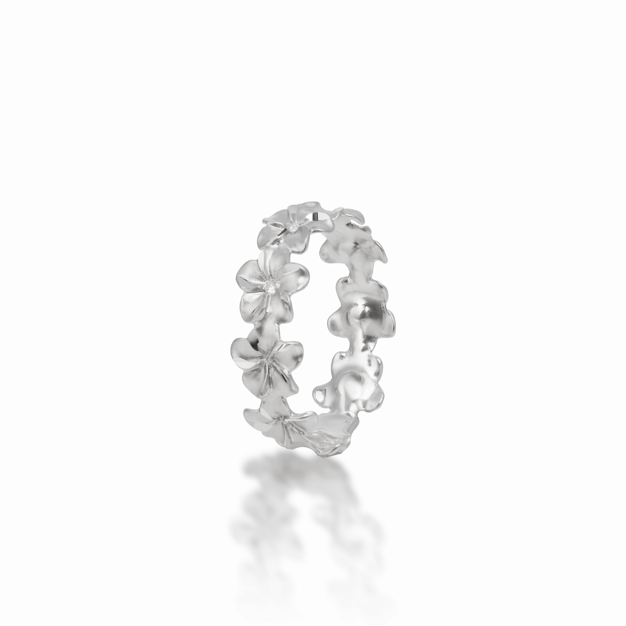 Plumeria Eternity Ring in White Gold with Diamonds - 6mm Creative Touch Workwear Style
