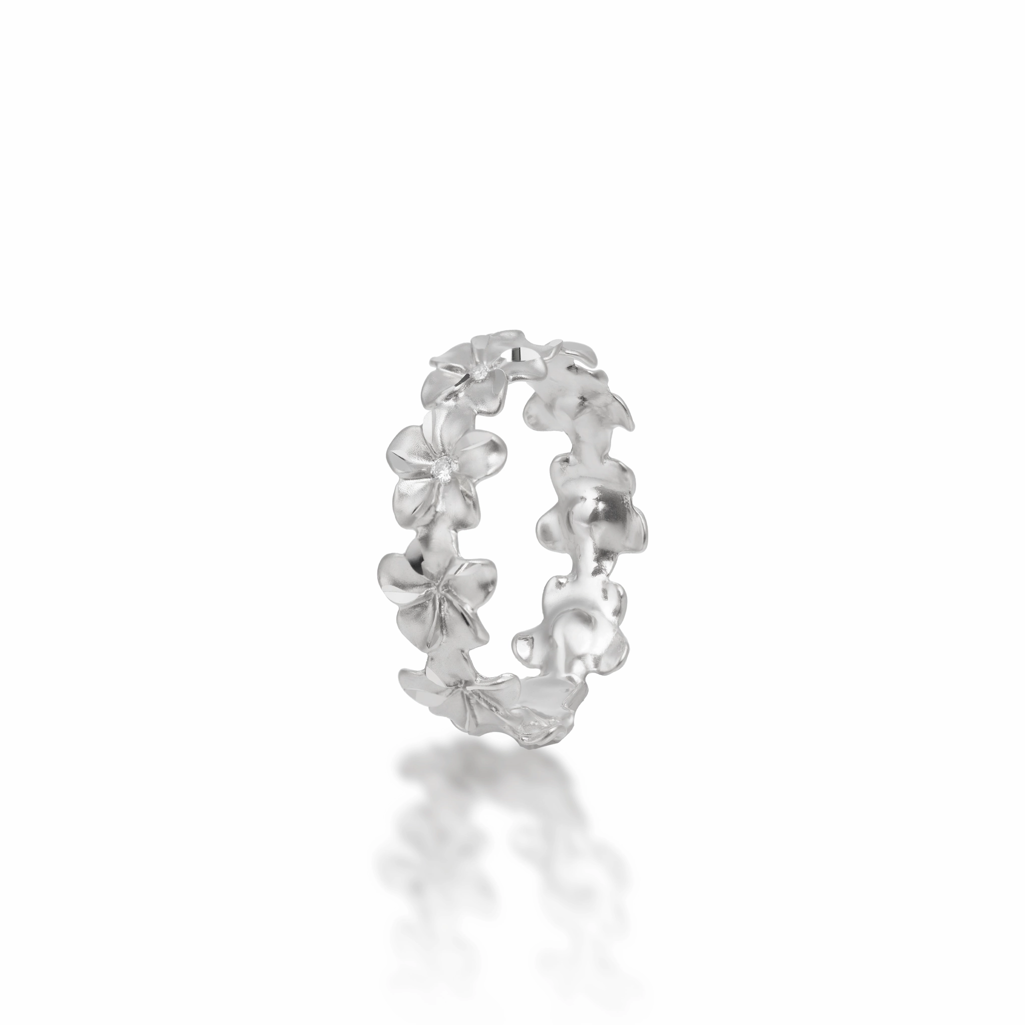 Plumeria Eternity Ring in White Gold with Diamonds - 6mm Daily Favorite Quiet Grace