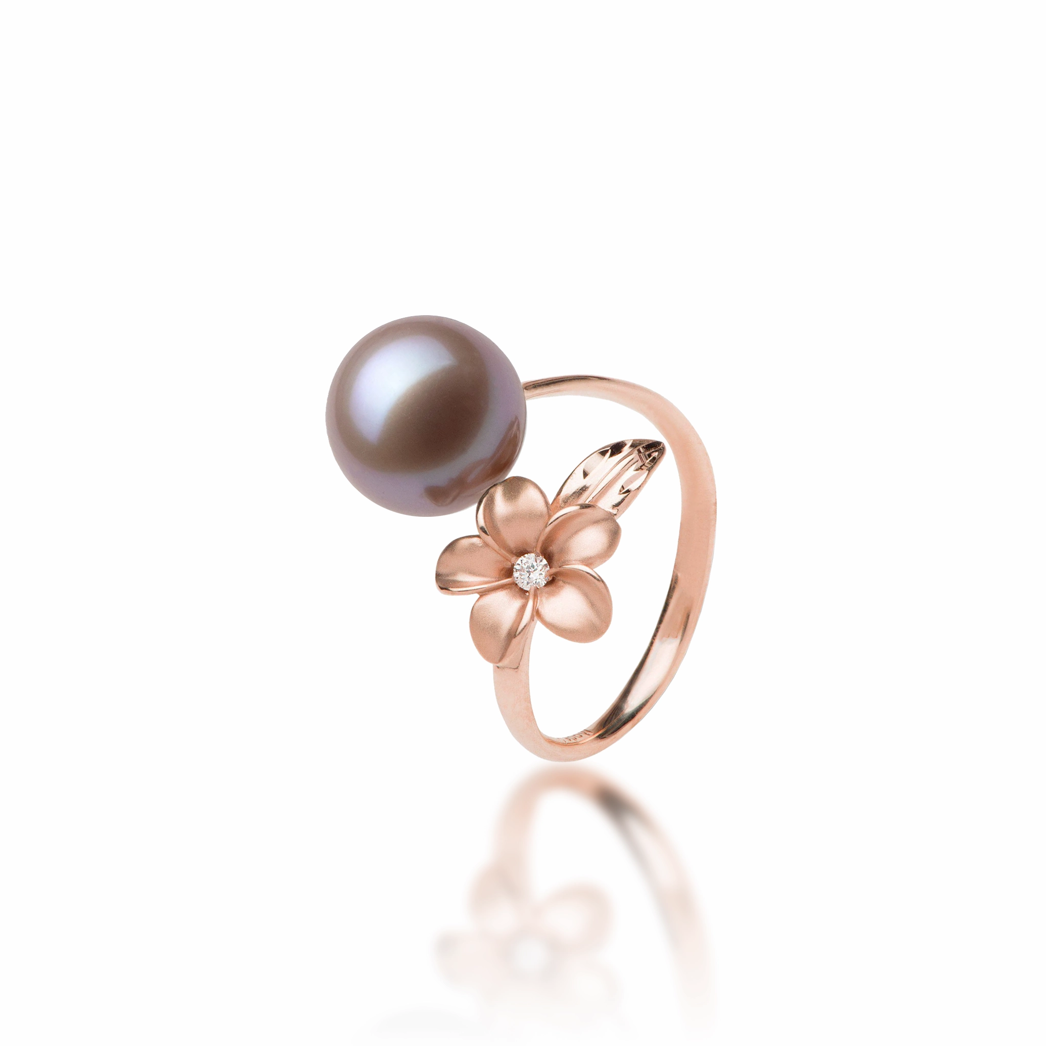 Plumeria Lilac Freshwater Pearl Ring in Rose Gold - 10-11mm Lively Spark Gloss Layer