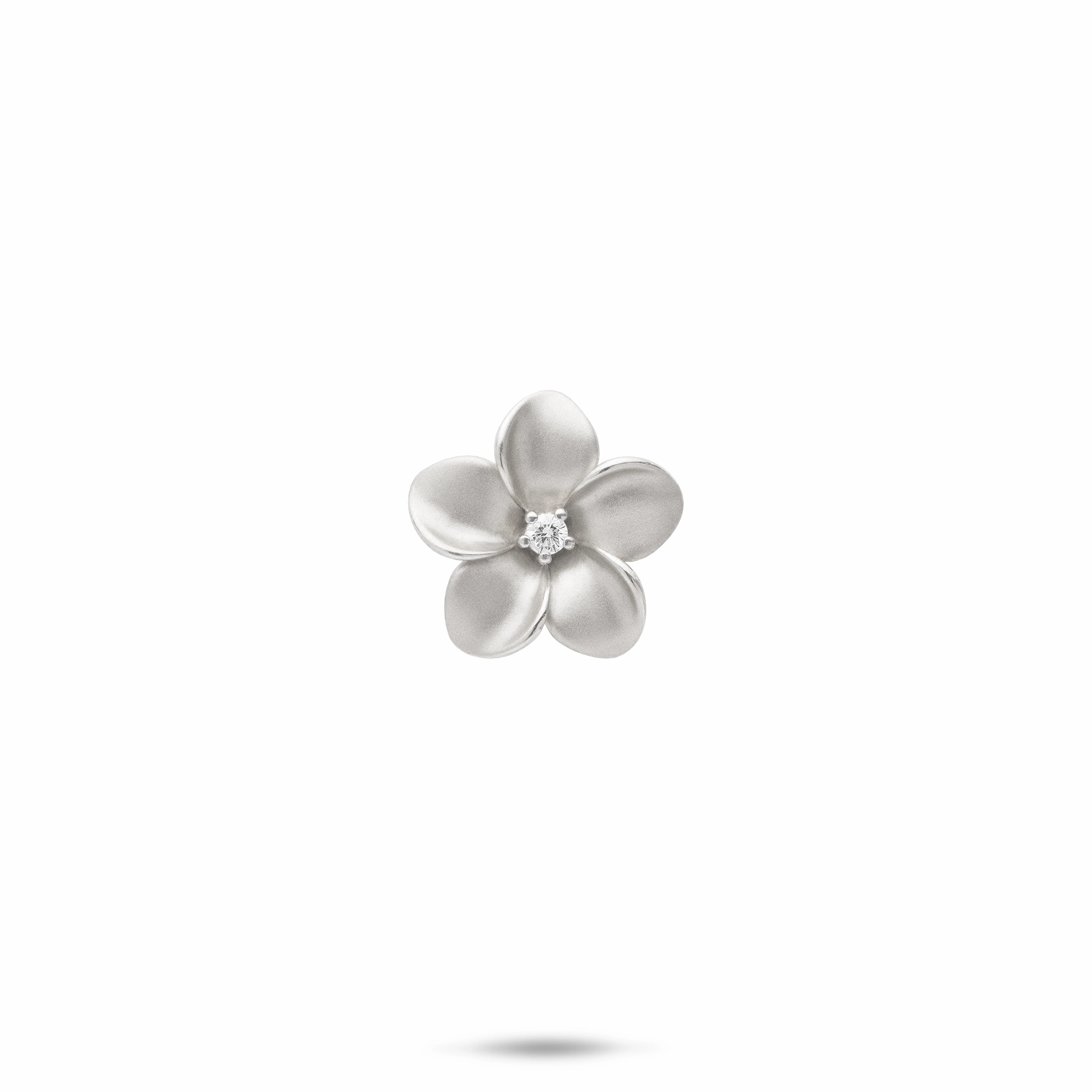 Plumeria Pendant in White Gold with Diamond - 13mm Textured Feature Urban Minimal