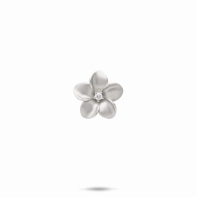 Travel Ready Plumeria Pendant in White Gold with Diamond - 13mm