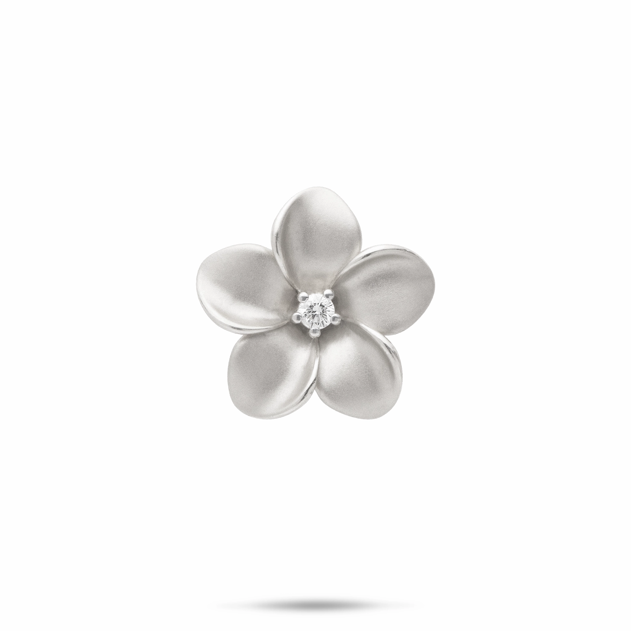 Chic Duo Plumeria Pendant in White Gold with Diamond - 20mm