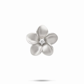 Chic Duo Plumeria Pendant in White Gold with Diamond - 20mm
