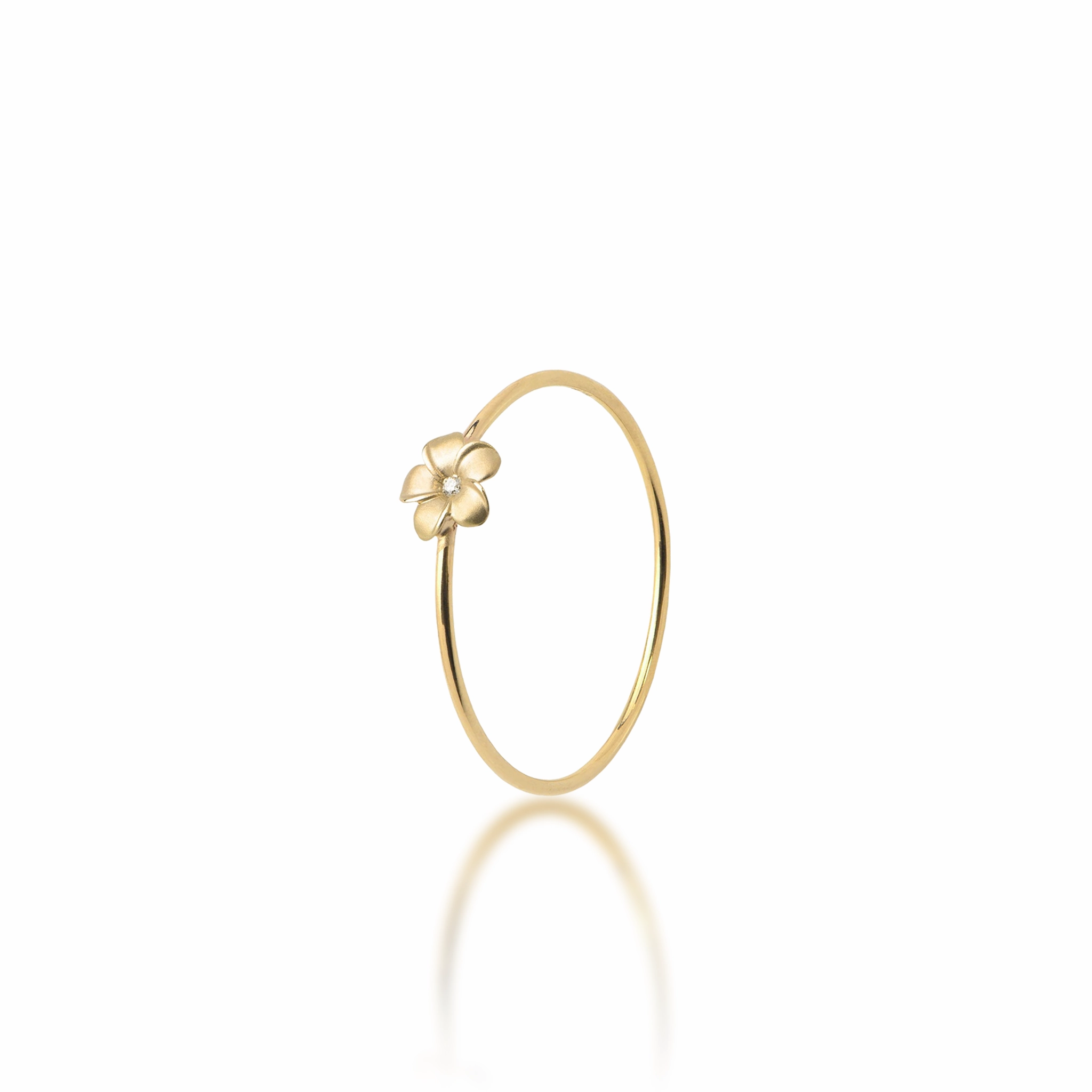 Dainty Appeal Plumeria Ring in Gold with Diamond - 5mm