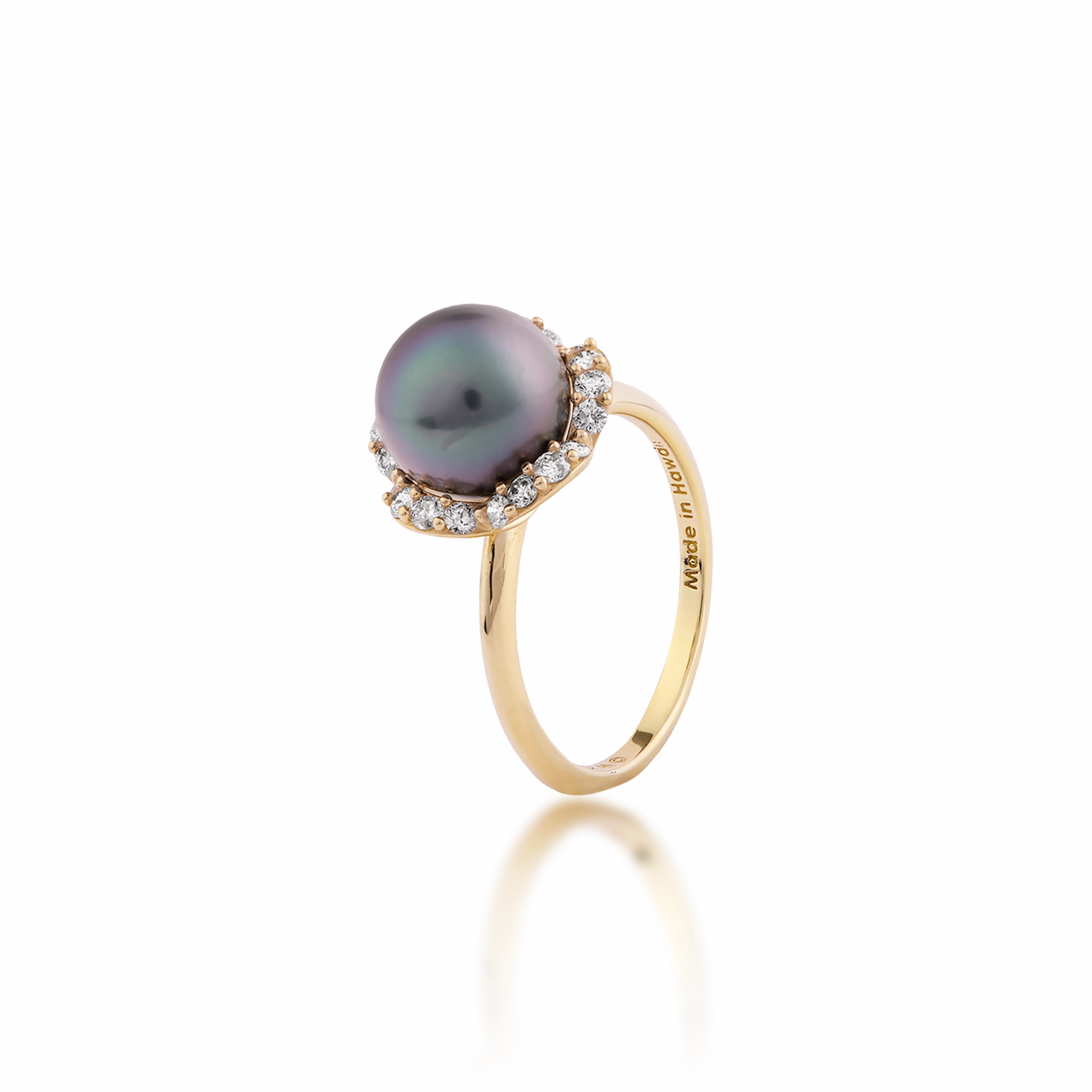 Plumeria Tahitian Black Pearl Ring in Gold with Diamonds - 9-10mm Effortless Match Timeless Treasures