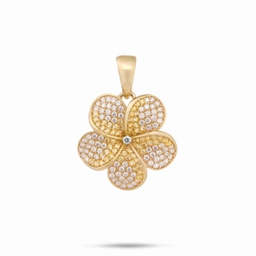 Elegant Form Glow Mode Plumeria Yellow Sapphire Pendant in Gold with Diamonds - 20mm