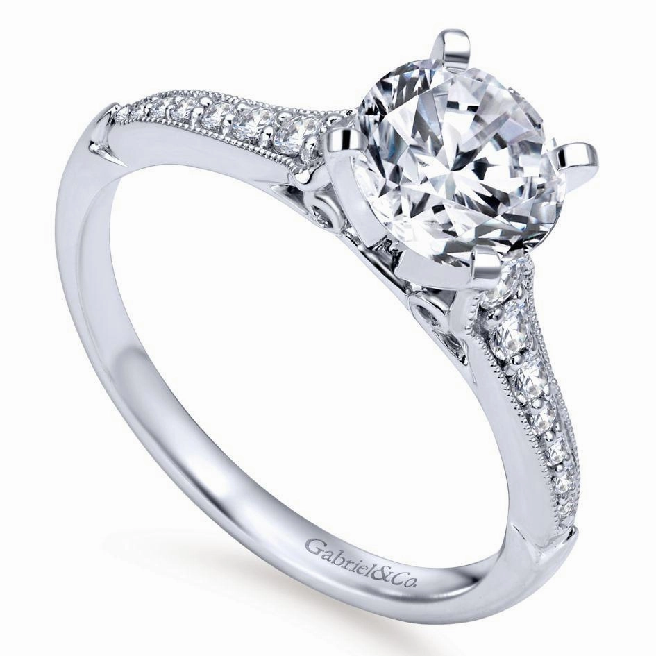 Meaningful Look Limited availability Pointed Shank Round Diamond Ring .19 Cttw 14K White Gold 369A
