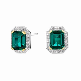 6 Ctw Emerald Cut Emerald Stud Earrings With Moissanite Pave Halo Charming Radiance Sparkle Boost