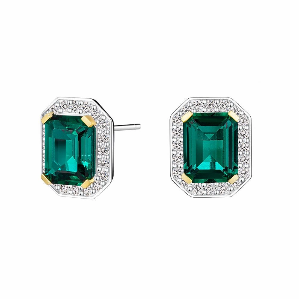 6 Ctw Emerald Cut Emerald Stud Earrings With Moissanite Pave Halo Charming Radiance Sparkle Boost
