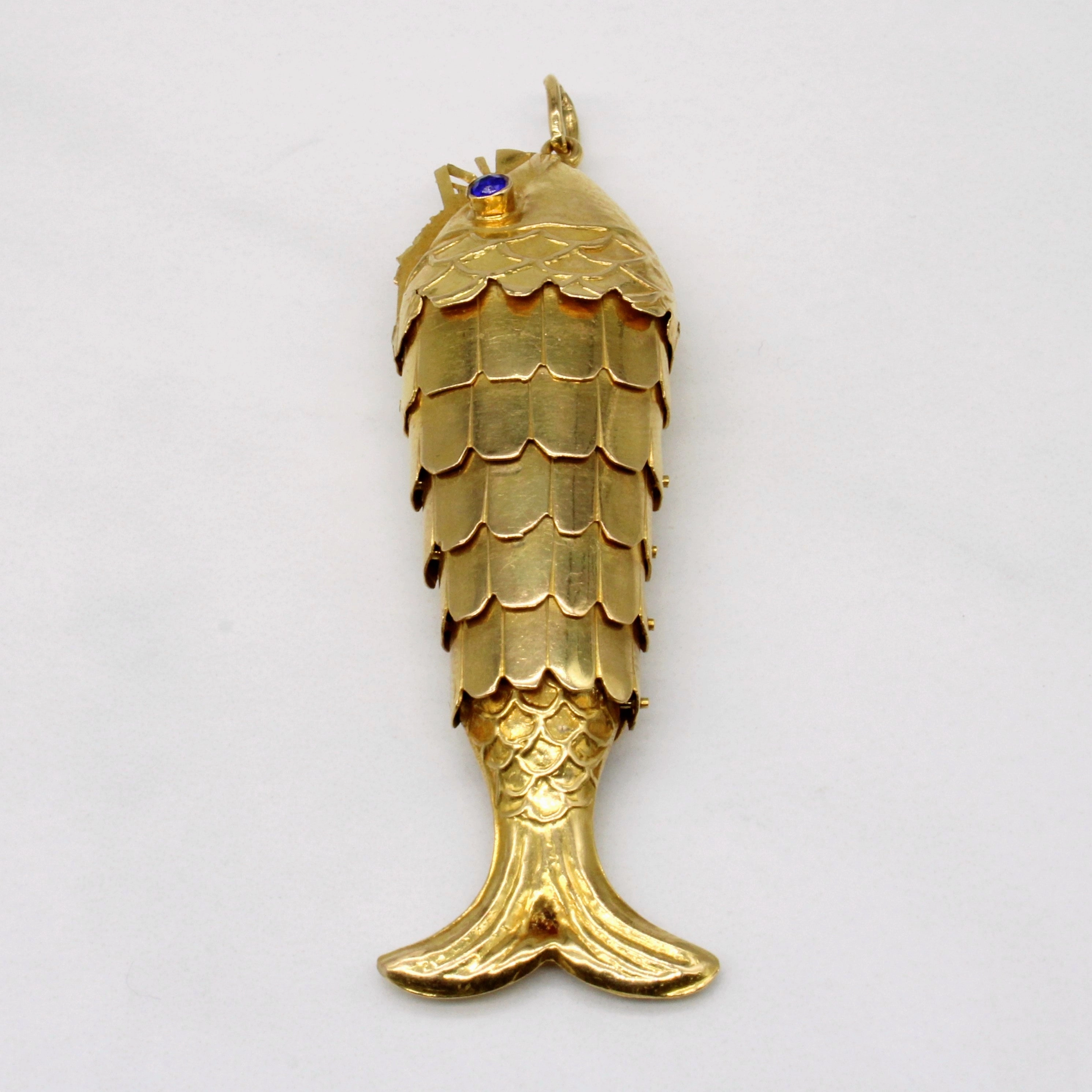 Polished Craft Layered Glow Glass Eye Fish 18k Pendant | 0.10ctw |