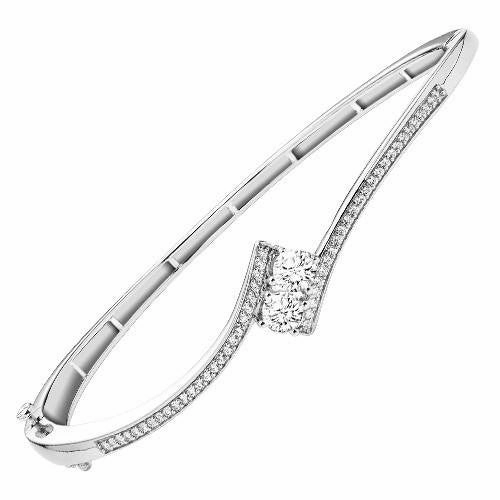 Twogether Bypass Diamond Bangle Bracelet 1/3 Cttw 14K Gold Neat Detail Golden Touch