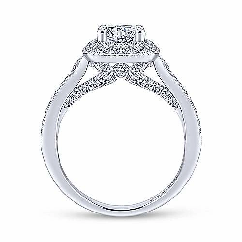 Cushion Shaped Halo Tapered Shank Diamond Ring .76 Cttw 366A Subtle Shine