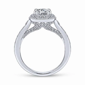 Artisan Decoration Hypoallergenic Statement Cushion Shaped Halo Tapered Shank Diamond Ring .76 Cttw 366A
