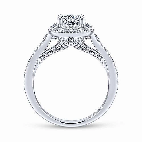Cushion Shaped Halo Tapered Shank Diamond Ring .76 Cttw 366A Anniversary Jewelry Vintage Mark