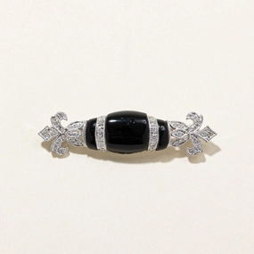 Pure Form Luminous Glow Onyx & Diamond Fleur Des Lis Brooch | 5.00ctw, 0.20ctw