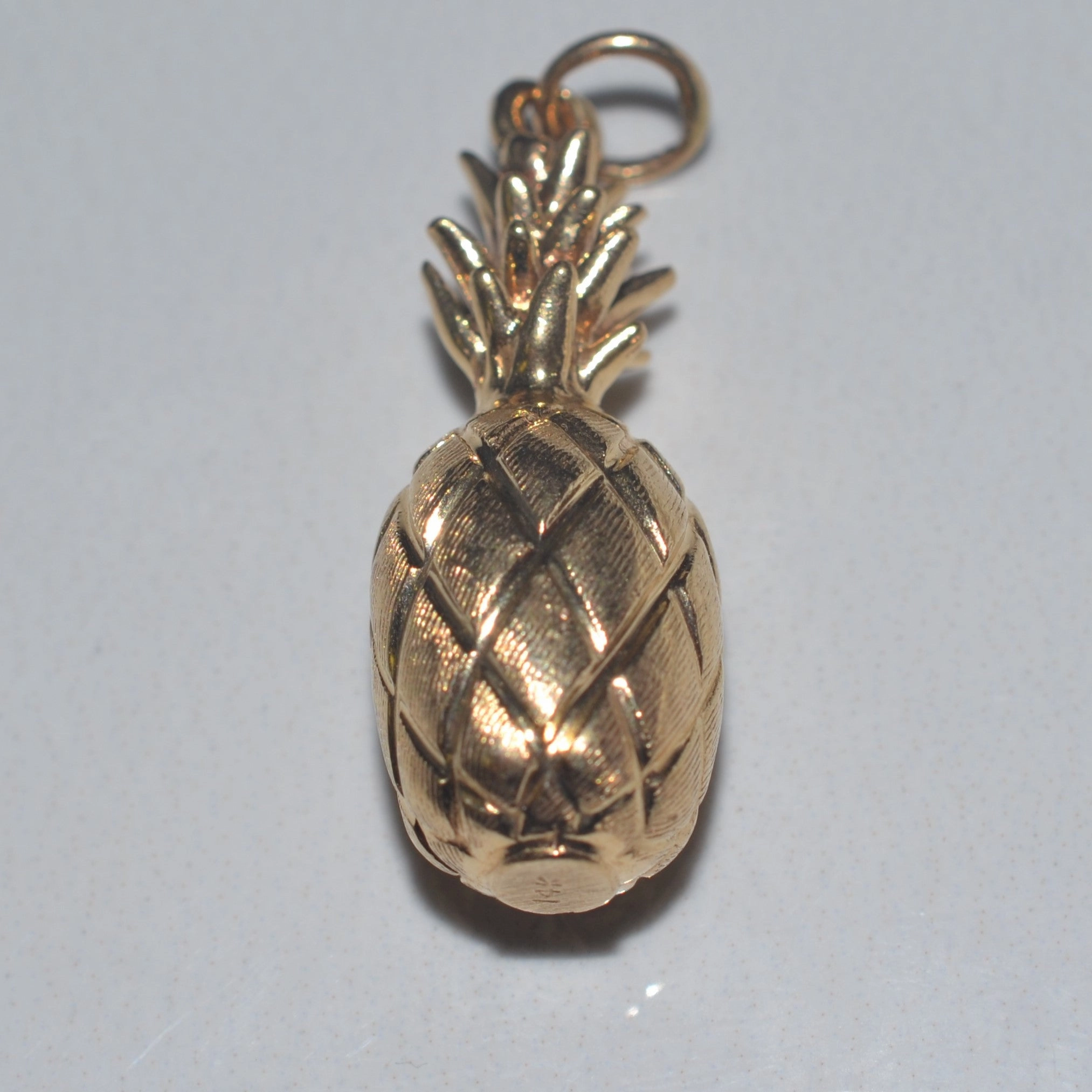 Retro Era Gold Pineapple Charm Pendant | Precious Gemstones Dramatic Look