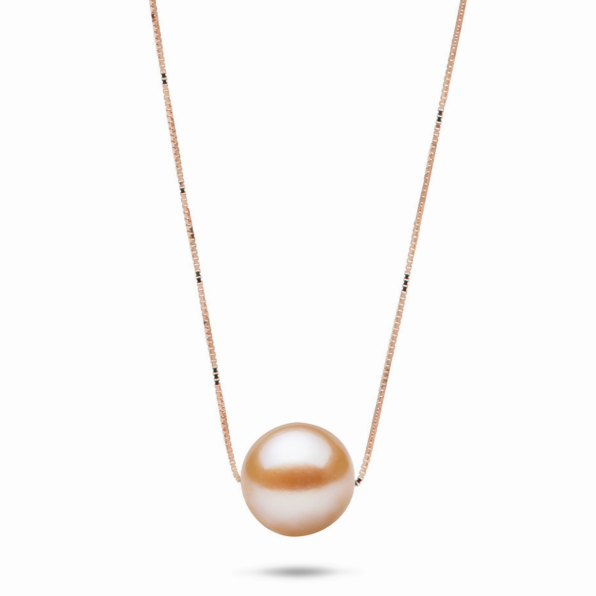 16-18" Adjustable Peach Freshwater Pearl Necklace in Rose Gold - 9-10mm Handmade Elegance Seasonal Style