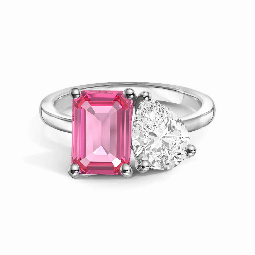 Toi et Moi Personalized Pink Tourmaline Birthstone Anniversary Ring Finest Feature Unique Accessory