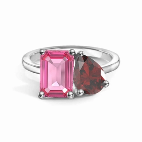 Modern Craft Toi et Moi Personalized Pink Tourmaline Birthstone Anniversary Ring