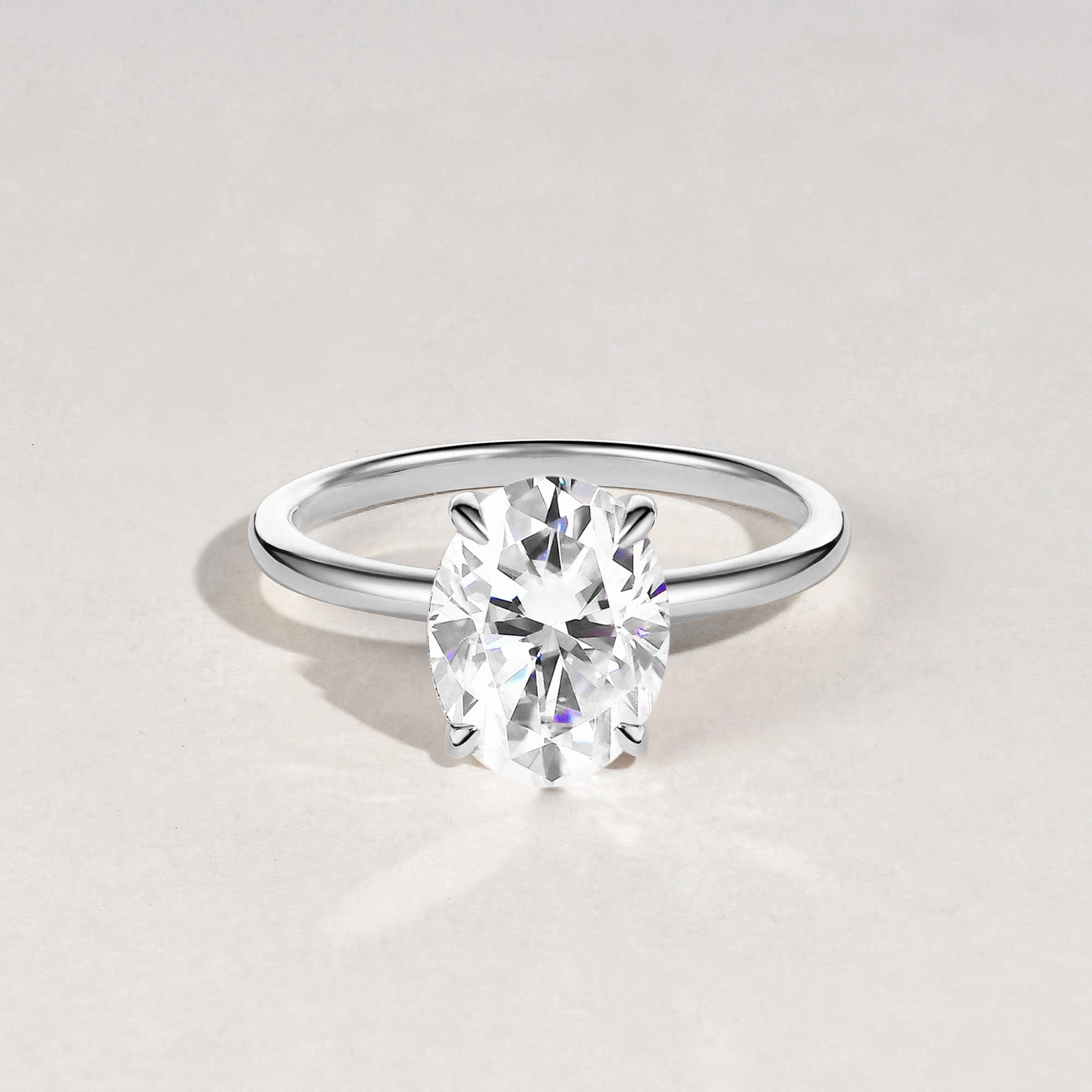 Vibrant Gifts 1.5ct Oval 4-Prong Moissanite Classic Solitaire Ring
