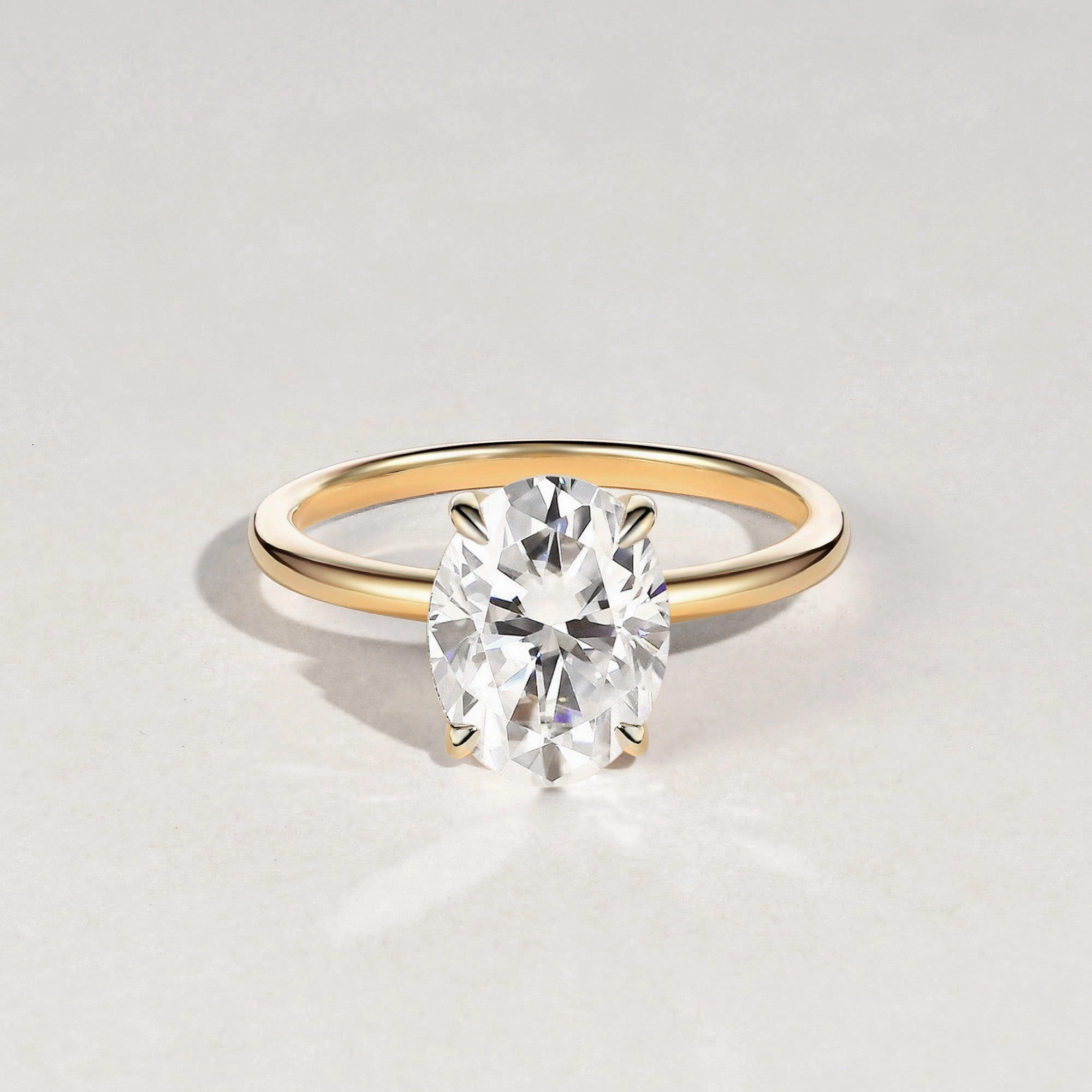 Everyday Wear Casual Combo 1.5ct Oval 4-Prong Moissanite Classic Solitaire Ring